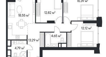 3-к. квартира, 82 м²
