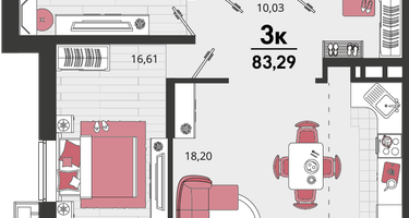 3-к. квартира, 83&nbsp;м²