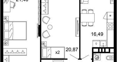 2-к. квартира, 71&nbsp;м²