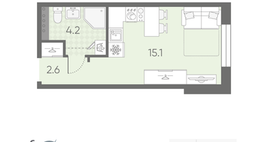 Студия, 21&nbsp;м²