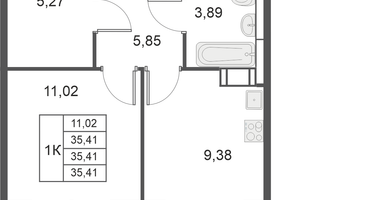 1-к. квартира, 35&nbsp;м²
