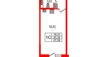 Студия, 25 м²