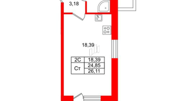 Студия, 24&nbsp;м²