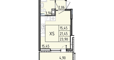 1-к. квартира, 23&nbsp;м²