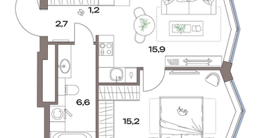 2-к. квартира, 41 м²