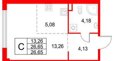 Студия, 26&nbsp;м²