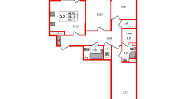 3-к. квартира, 86&nbsp;м²
