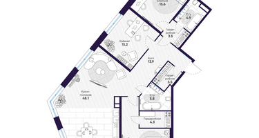 3-к. квартира, 134&nbsp;м²
