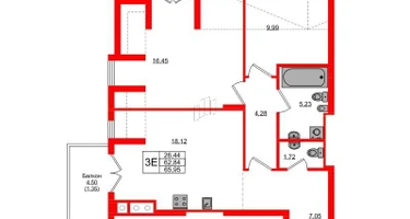 2-к. квартира, 65&nbsp;м²