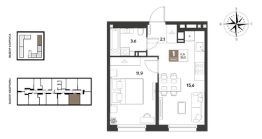 1-к. квартира, 33&nbsp;м²