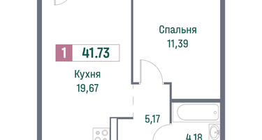 Студия, 41&nbsp;м²