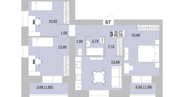 3-к. квартира, 71 м²