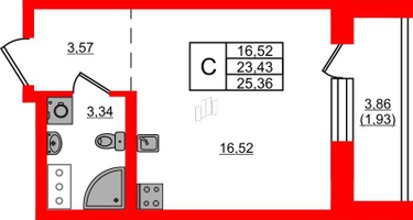 Студия, 25 м²