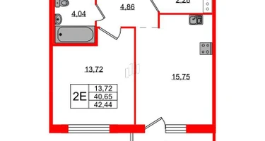 1-к. квартира, 42&nbsp;м²