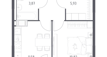 1-к. квартира, 36&nbsp;м²