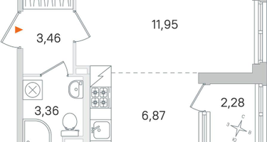 Студия, 26&nbsp;м²