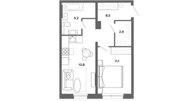 1-к. квартира, 41&nbsp;м²