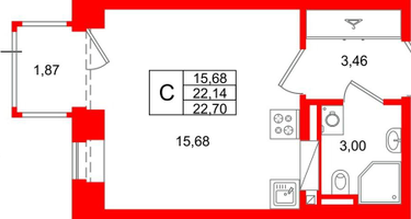 Студия, 22 м²