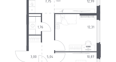Студия, 57&nbsp;м²