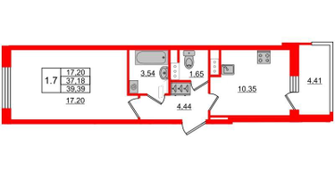 1-к. квартира, 36&nbsp;м²