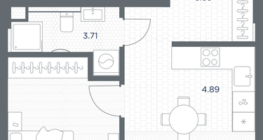 1-к. квартира, 36&nbsp;м²