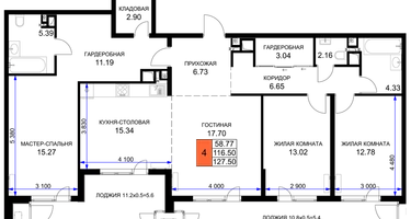 4-к. квартира, 127&nbsp;м²