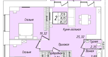 2-к. квартира, 85 м²