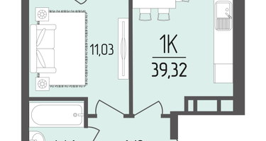 1-к. квартира, 39&nbsp;м²