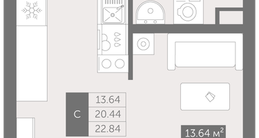 Студия, 22 м²