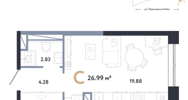 1-к. квартира, 26&nbsp;м²