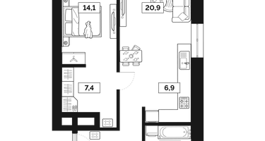 2-к. квартира, 64 м²