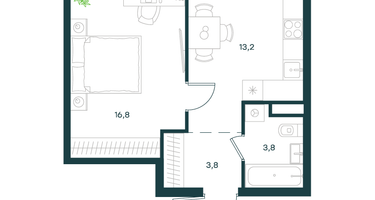 1-к. квартира, 37 м²