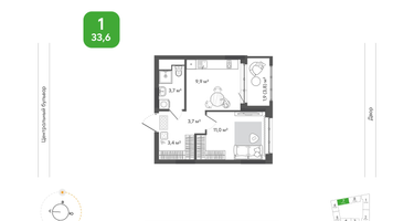 1-к. квартира, 11&nbsp;м²