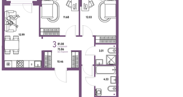 4-к. квартира, 81 м²