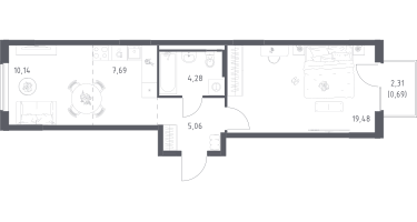 Студия, 47&nbsp;м²