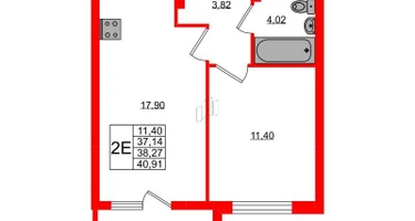 1-к. квартира, 38&nbsp;м²