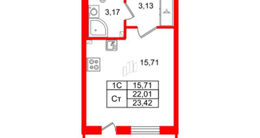Студия, 22&nbsp;м²