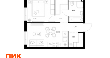 1-к. квартира, 37 м²