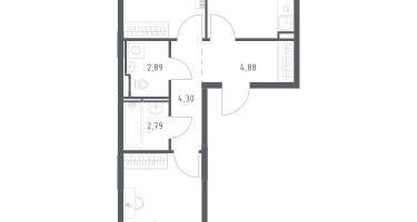 2-к. квартира, 57&nbsp;м²