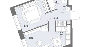 2-к. квартира, 38&nbsp;м²