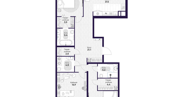3-к. квартира, 130 м²