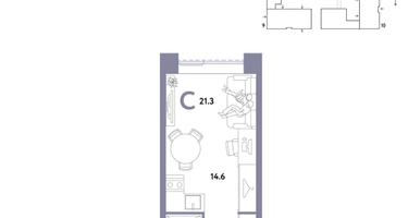 1-к. квартира, 21 м²