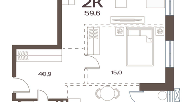2-к. квартира, 59 м²