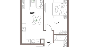 2-к. квартира, 46 м²