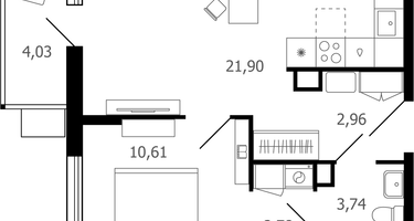 2-к. квартира, 43&nbsp;м²