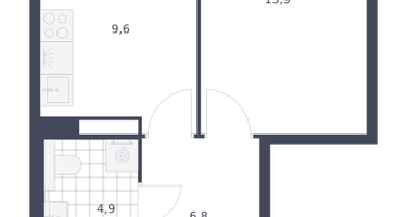 1-к. квартира, 36 м²