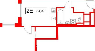 1-к. квартира, 34&nbsp;м²