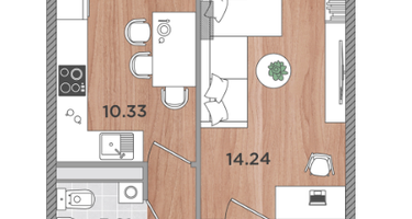 1-к. квартира, 34,7&nbsp;м²
