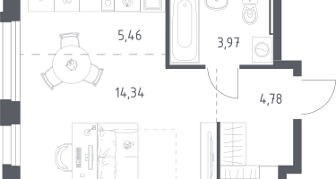Студия, 28&nbsp;м²