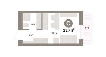 Студия, 21&nbsp;м²